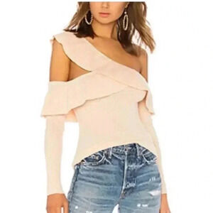 Tularosa Ruffle Cut Out Sweater- Nude